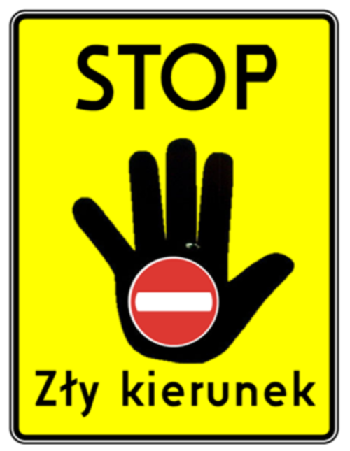 nowy znak f-24 stop zly kierunek ruchu