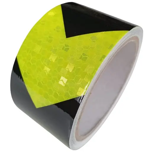 Taśma ostrzegawcza odblaskowa samoprzylepna, ż&oacute;łto-czarna