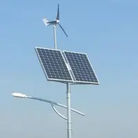 Hybrydowe oświetlenie ulicy - panel słoneczny, turbina wiatrowa